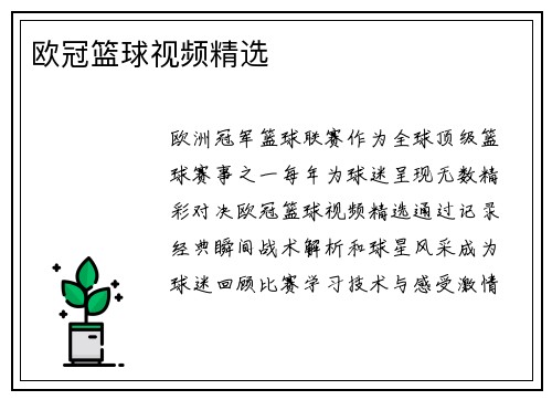 欧冠篮球视频精选